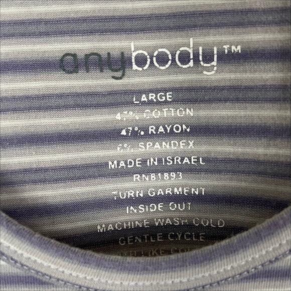 AnyBody Purple and Gray Striped Tank Top Sleeveless Top Size Large - Picture 4 of 4